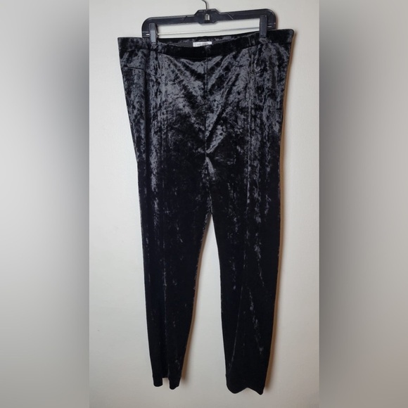 NWT GOOD AMERICAN Medium Crushed Velvet Disco Pant Black Sz 6/ 3X Plus - Picture 2 of 10